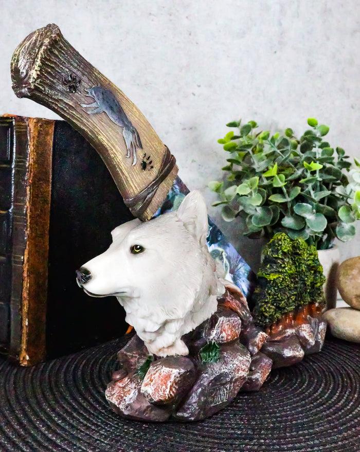 ebros gift Ebros Gray Wolf In Forest Scene Centerpiece With Hunting Knife Letter Opener Statue