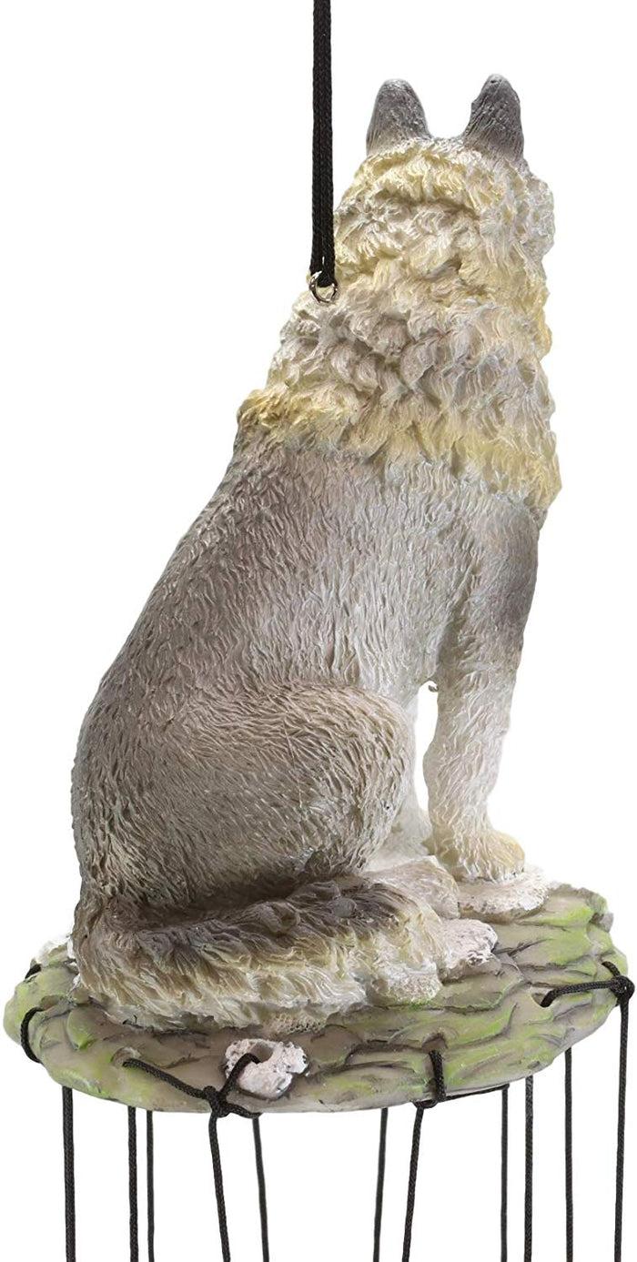 Ebros Gift Ebros Gray Wolf Sculptural Wind Chime Resonant Relaxing Patio And Garden Chimes