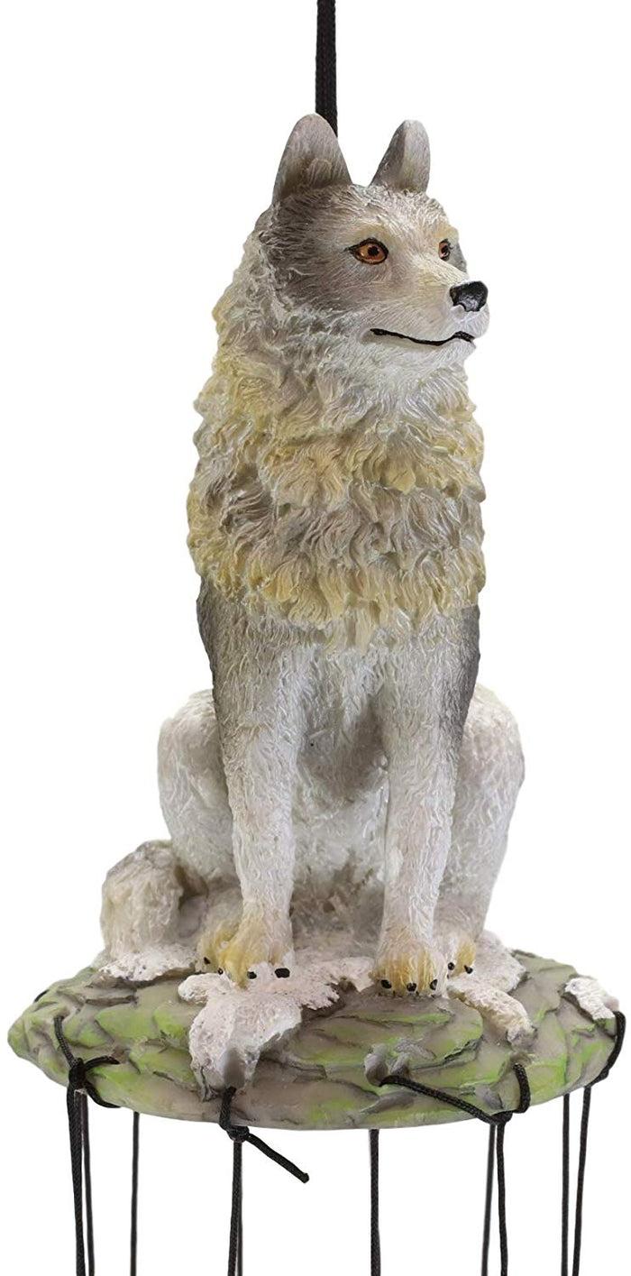 Ebros Gift Ebros Gray Wolf Sculptural Wind Chime Resonant Relaxing Patio And Garden Chimes
