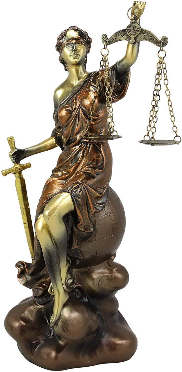 Ebros Gift Ebros Greek Blind Lady Of Justice La Justica Sitting On Globe Figurine 13.25"H