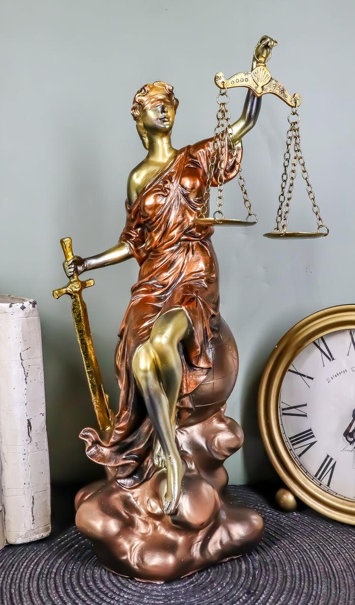 ebros gift Ebros Greek Blind Lady Of Justice La Justica Sitting On Globe Figurine 13.25"H