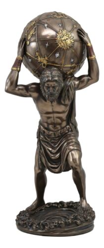 Ebros Gift Ebros Greek God Primordial Titan Atlas Holding The World Globe Statue 11.75"Tall