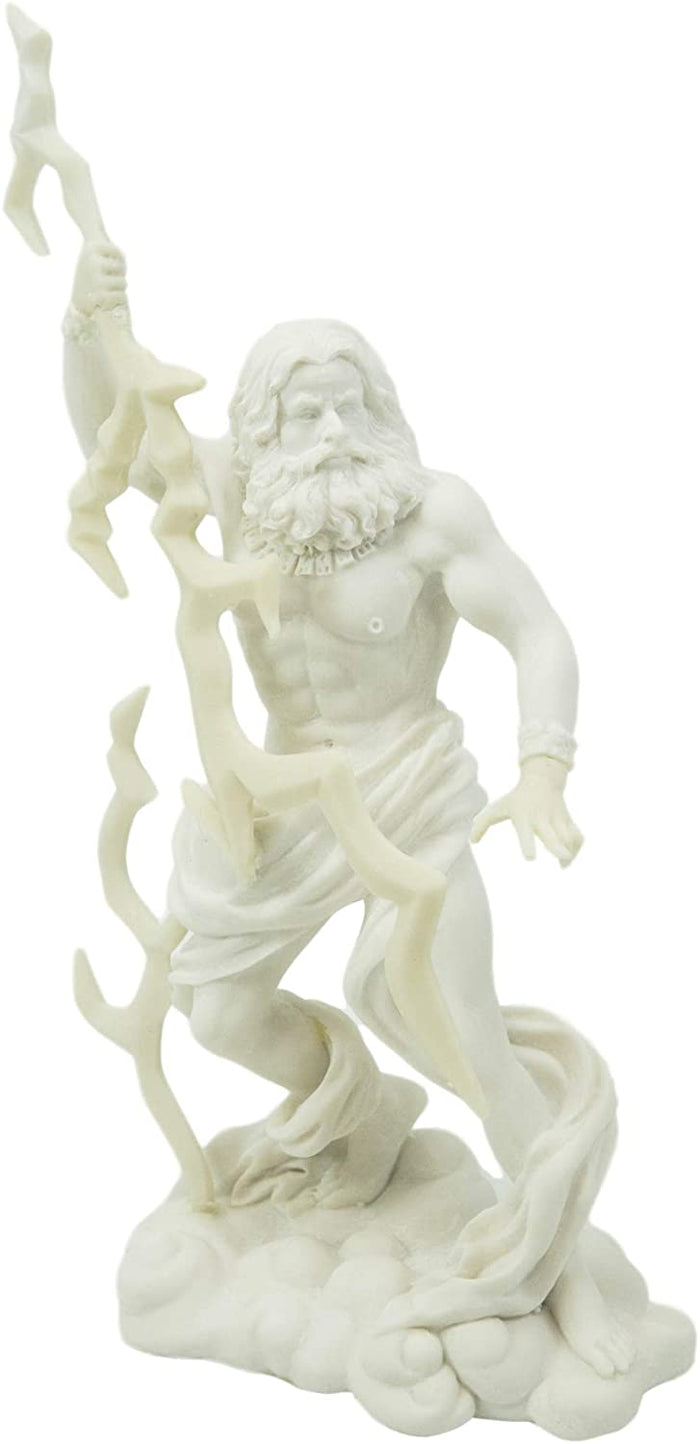 Ebros Gift Ebros Greek God Zeus Jupiter On Clouds Holding Lightning Bolt Statue 11.25" H