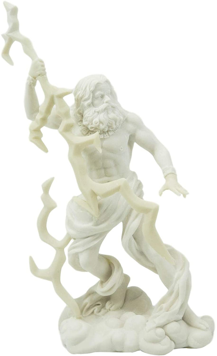Ebros Gift Ebros Greek God Zeus Jupiter On Clouds Holding Lightning Bolt Statue 11.25" H