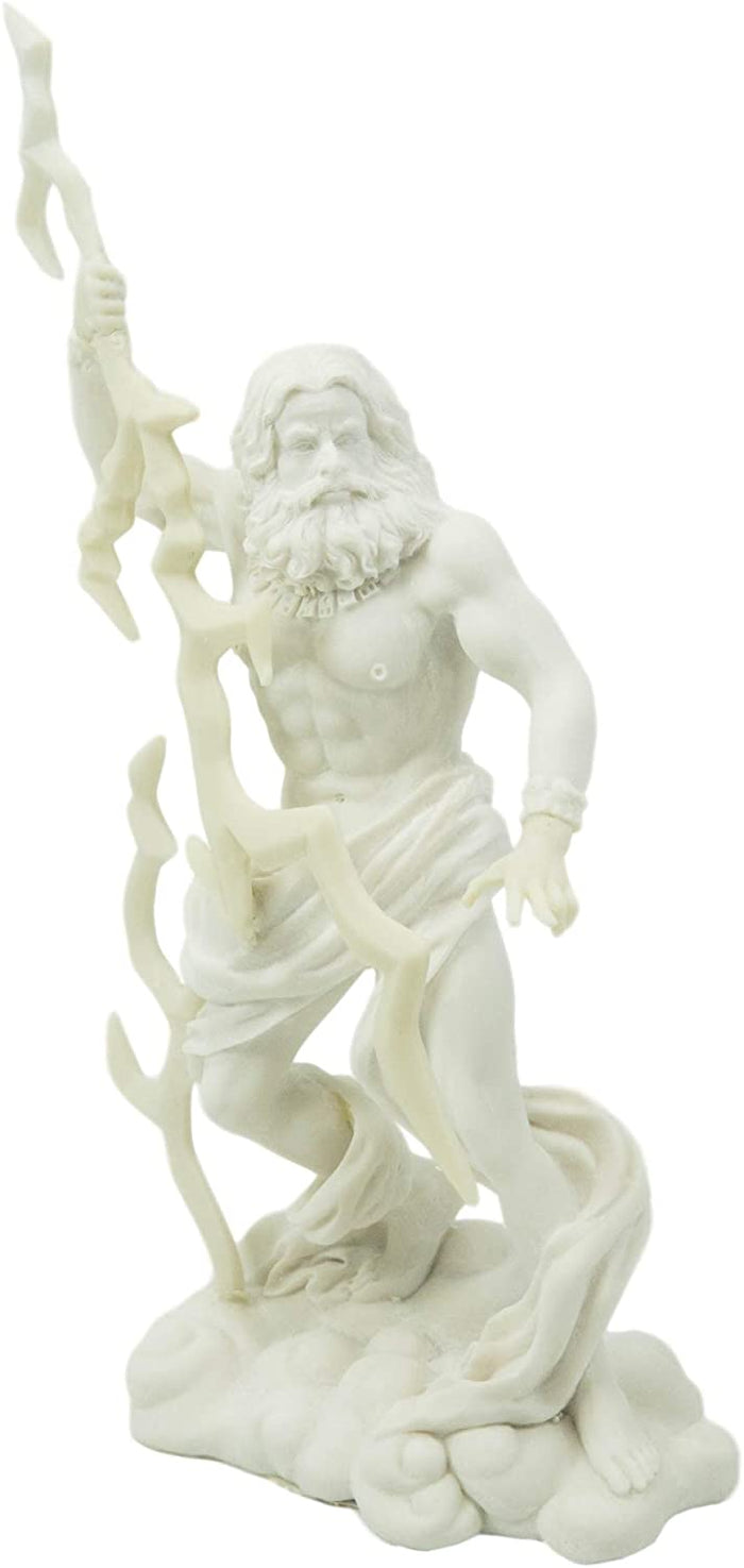 Ebros Gift Ebros Greek God Zeus Jupiter On Clouds Holding Lightning Bolt Statue 11.25" H