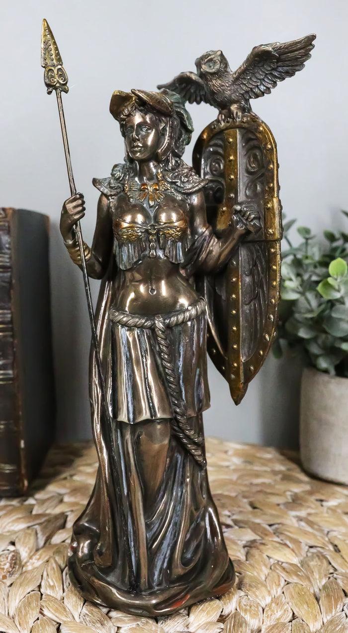 ebros gift Ebros Greek Goddess Athena Wearing Helmet With Spear Aegis Shield And Owl Statue Decor