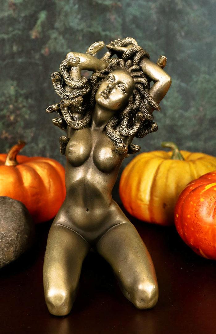 ebros gift Ebros Greek Goddess Kneeling Nude Seductive Medusa With Snake Hair Statue 6"Tall Decor