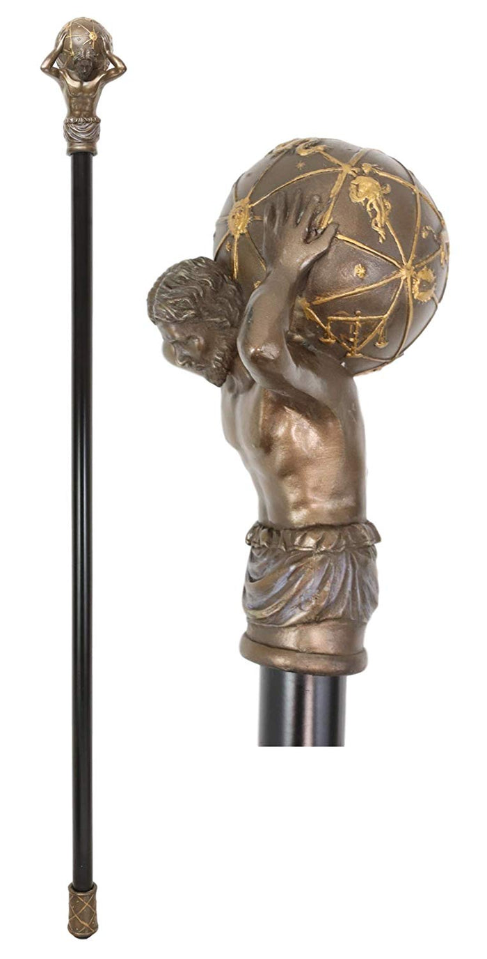 ebros gift Ebros Greek Titan God Atlas Bearing Globe Decorative Prop Walking Cane 39"H