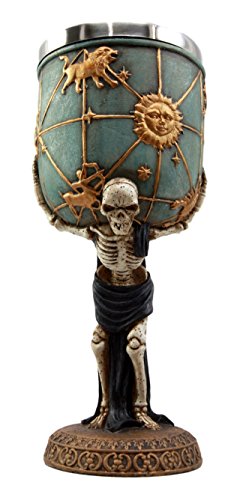 Ebros Gift Ebros Greek Titan God Atlas Skeleton Bearing Globe 5oz Wine Drink Goblet Chalice Cup
