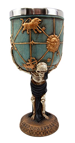 Ebros Gift Ebros Greek Titan God Atlas Skeleton Bearing Globe 5oz Wine Drink Goblet Chalice Cup