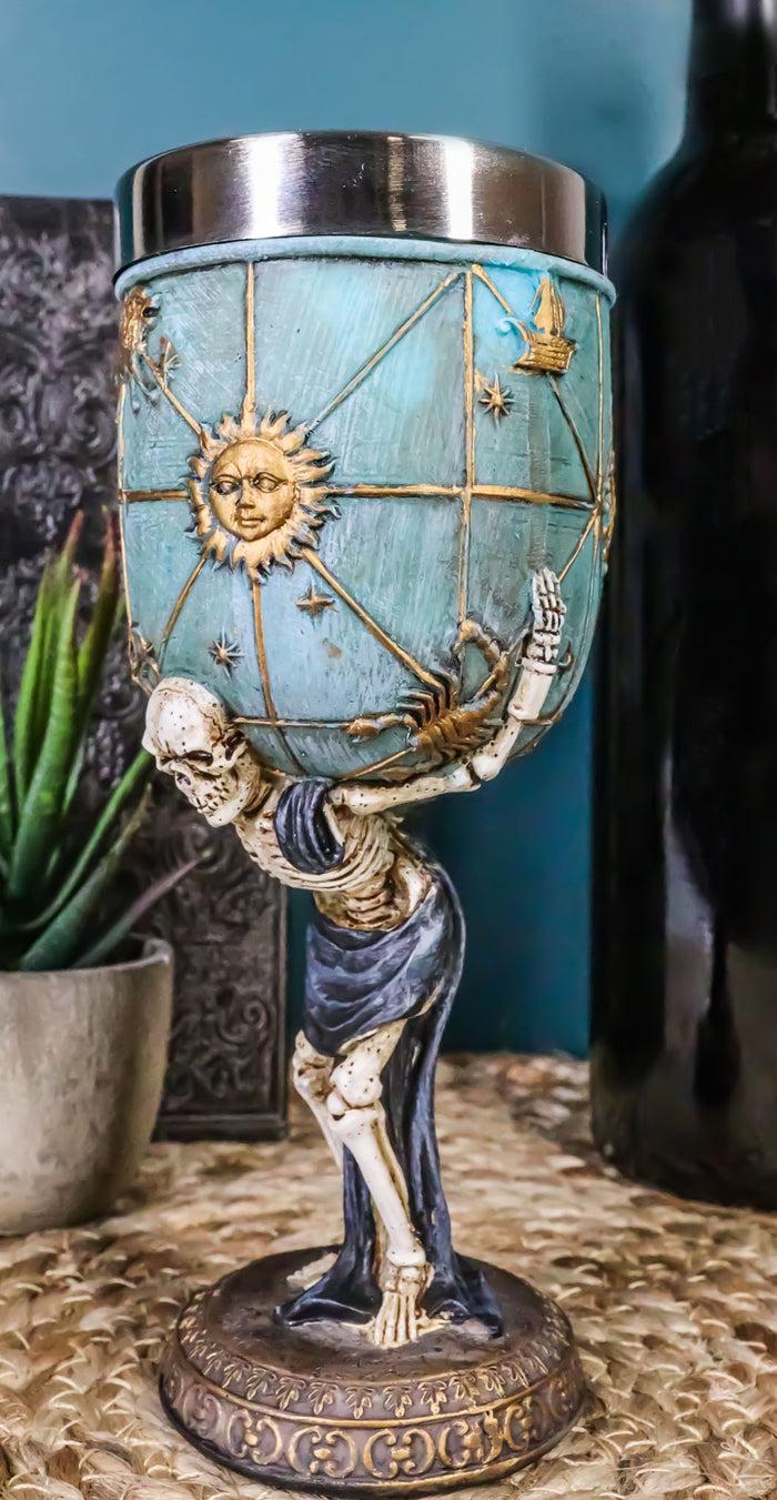 ebros gift Ebros Greek Titan God Atlas Skeleton Bearing Globe 5oz Wine Drink Goblet Chalice Cup