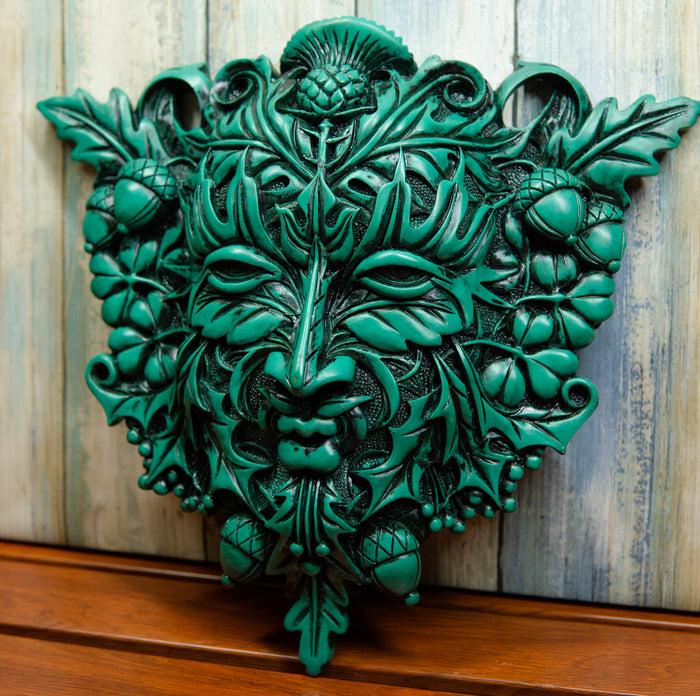 ebros gift Ebros Green Acorn & CloverGreenman Unique Wall Plaque Sculpture By Maxine Miller