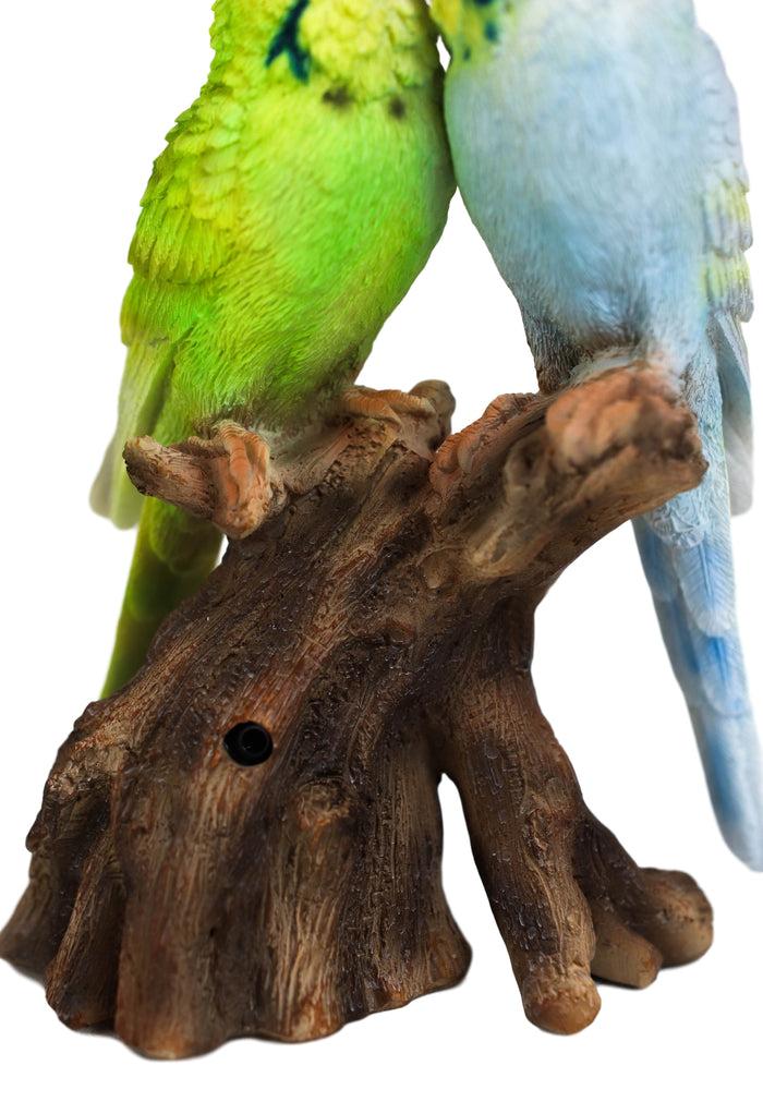 Ebros Gift Ebros Green Blue Parakeets Perching On Branch Motion Activated Bird Sound 7"H