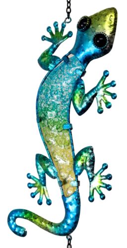 Ebros Gift Ebros Green Camouflage Gecko Lizard Whimsical Copper Metal Wind Chime 40" Long