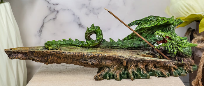 Ebros Gift Ebros Green Earth Dryad Tree Greenman Dragon Incense Holder Burner Figurine