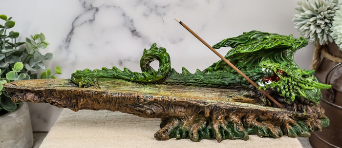ebros gift Ebros Green Earth Dryad Tree Greenman Dragon Incense Holder Burner Figurine