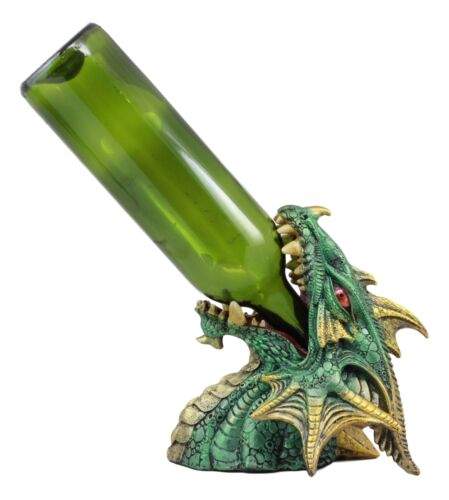 Ebros Gift Ebros Green Grendel Dragon Head Wine Bottle Holder Serpent Of Fire Decorative Figurine