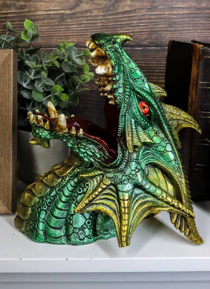 ebros gift Ebros Green Grendel Dragon Head Wine Bottle Holder Serpent Of Fire Decorative Figurine