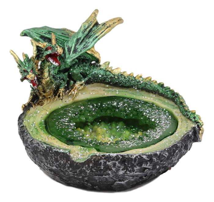 Ebros Gift Ebros Green Hydra Dragon Guarding Emerald Pool Crystal Quarry Cigarette Ashtray Statue