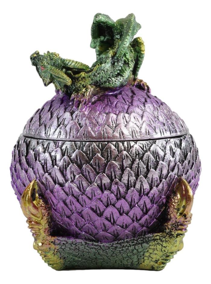 Ebros Gift Ebros Green Wyrmling Dragon On Dragon Claw Scaly Colorful Egg Decorative Box