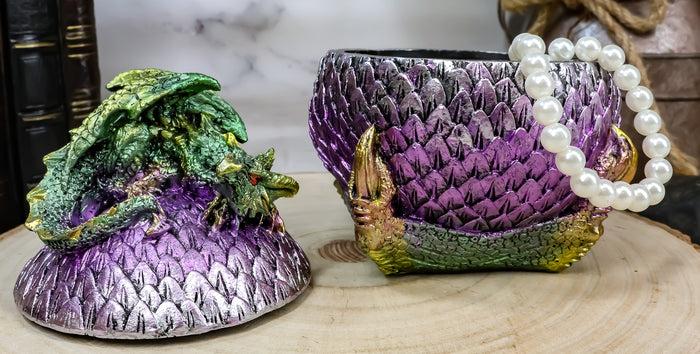 Ebros Gift Ebros Green Wyrmling Dragon On Dragon Claw Scaly Colorful Egg Decorative Box