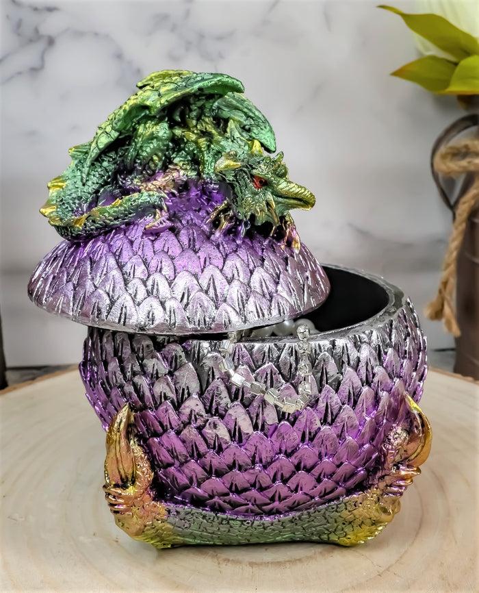 ebros gift Ebros Green Wyrmling Dragon On Dragon Claw Scaly Colorful Egg Decorative Box