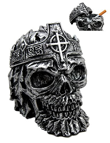 Ebros Gift Ebros Greenman King Skull Ashtray 4.25"L Cigarette Ash Tray Collectible Celtic