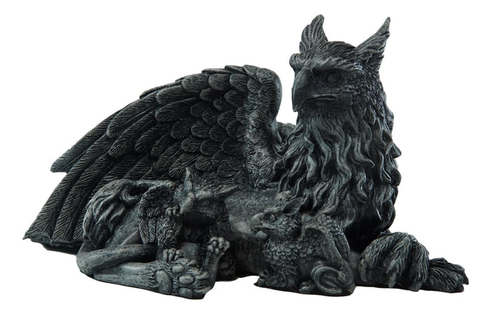 Ebros Gift Ebros Griffin Gargoyle Figurine Griffon Family Mother & Baby Hatchlings Sculpture 8"L