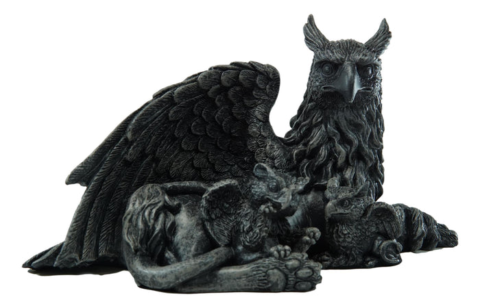 Ebros Gift Ebros Griffin Gargoyle Figurine Griffon Family Mother & Baby Hatchlings Sculpture 8"L