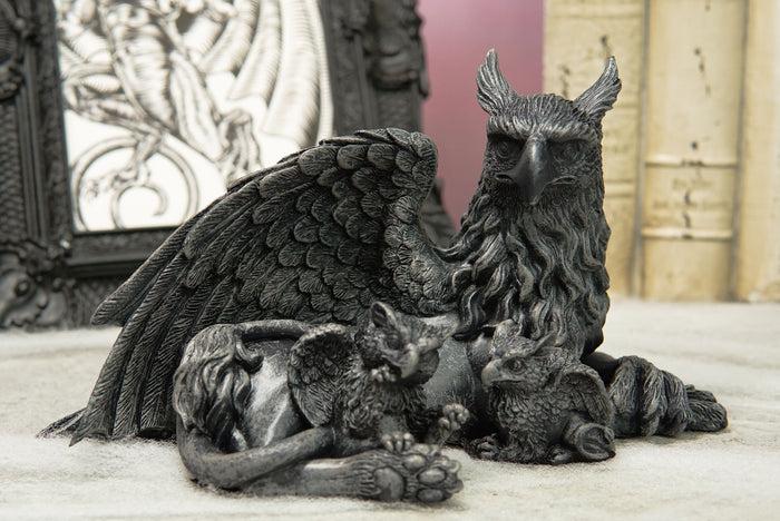 ebros gift Ebros Griffin Gargoyle Figurine Griffon Family Mother & Baby Hatchlings Sculpture 8"L