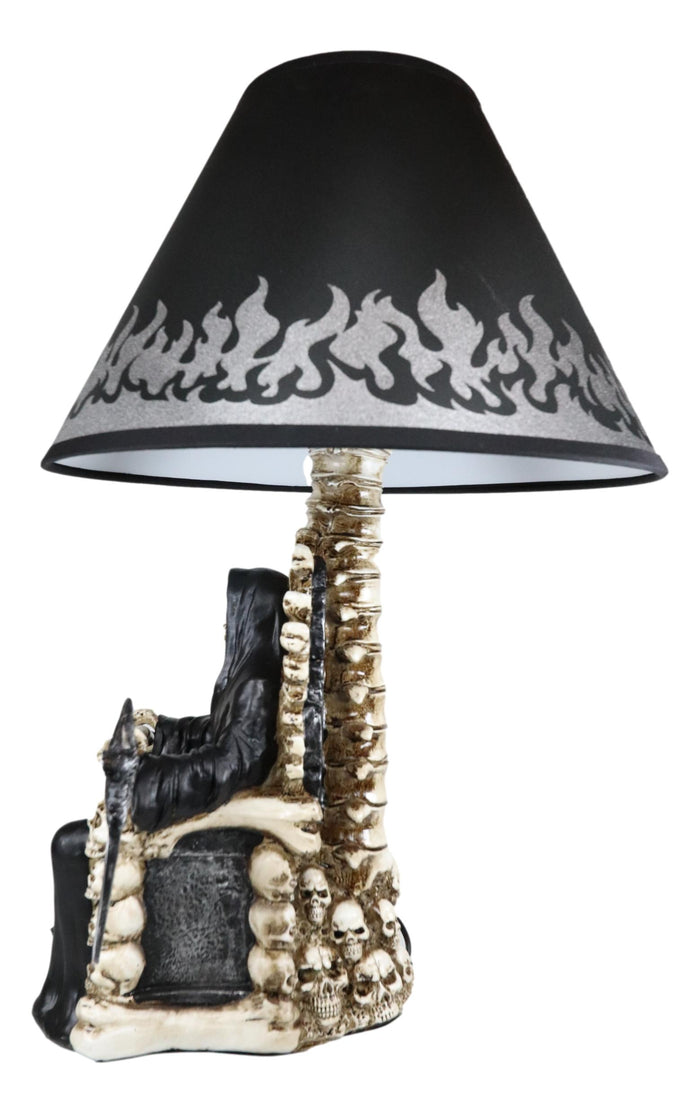Ebros Gift Ebros Grim Reaper Seated On Skeleton Justice Throne With Scythe Table Lamp With Shade