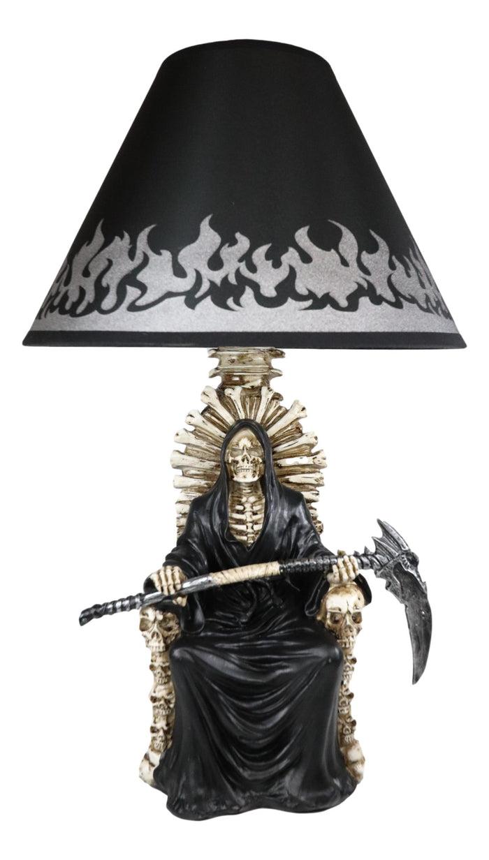 Ebros Gift Ebros Grim Reaper Seated On Skeleton Justice Throne With Scythe Table Lamp With Shade