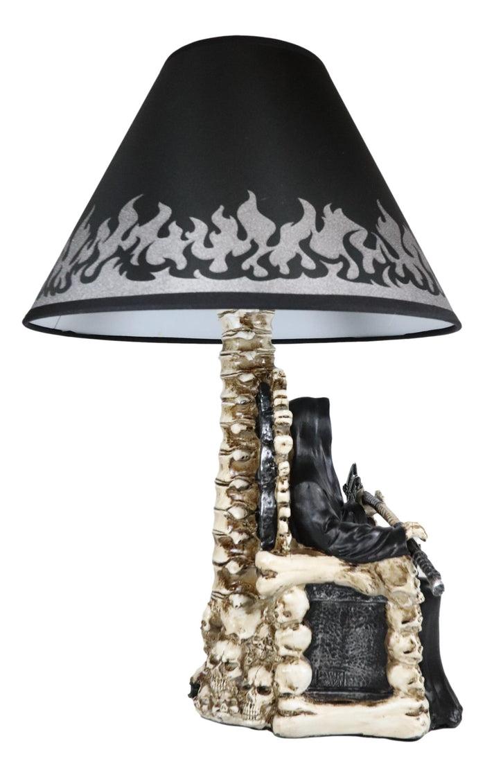 Ebros Gift Ebros Grim Reaper Seated On Skeleton Justice Throne With Scythe Table Lamp With Shade