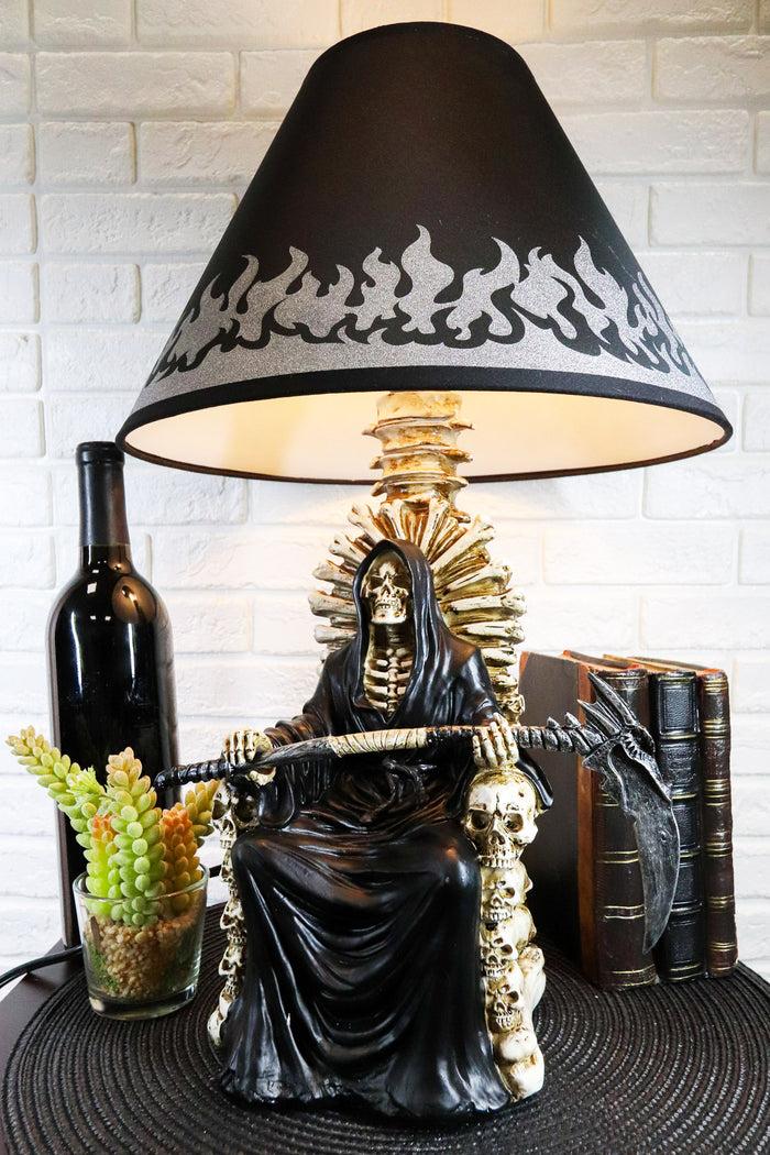 ebros gift Ebros Grim Reaper Seated On Skeleton Justice Throne With Scythe Table Lamp With Shade