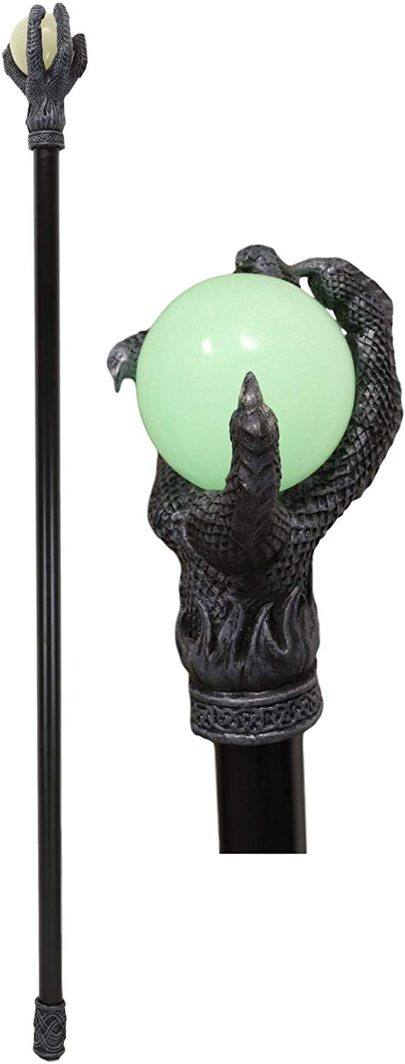 ebros gift Ebros Grip of Fire Dragon Claw Glow In The Dark Decor Prop Walking Swagger Cane