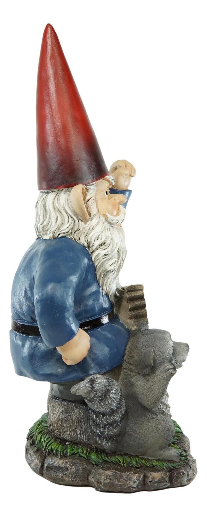 Ebros Gift Ebros Grumpy Mr Gnome Dwarf With Feisty Raccoon Raising Fists Not Welcome Statue 17"H