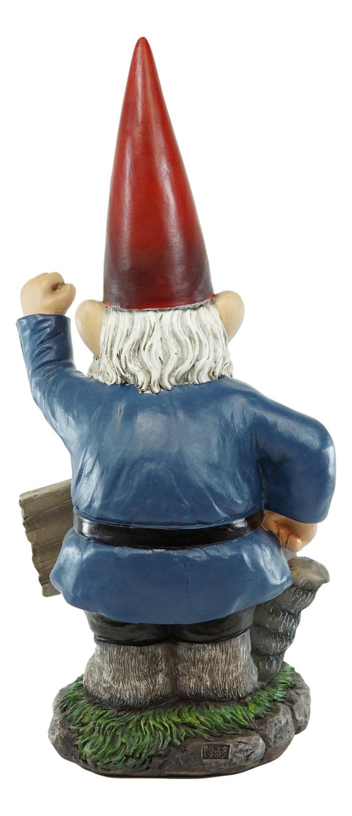 Ebros Gift Ebros Grumpy Mr Gnome Dwarf With Feisty Raccoon Raising Fists Not Welcome Statue 17"H