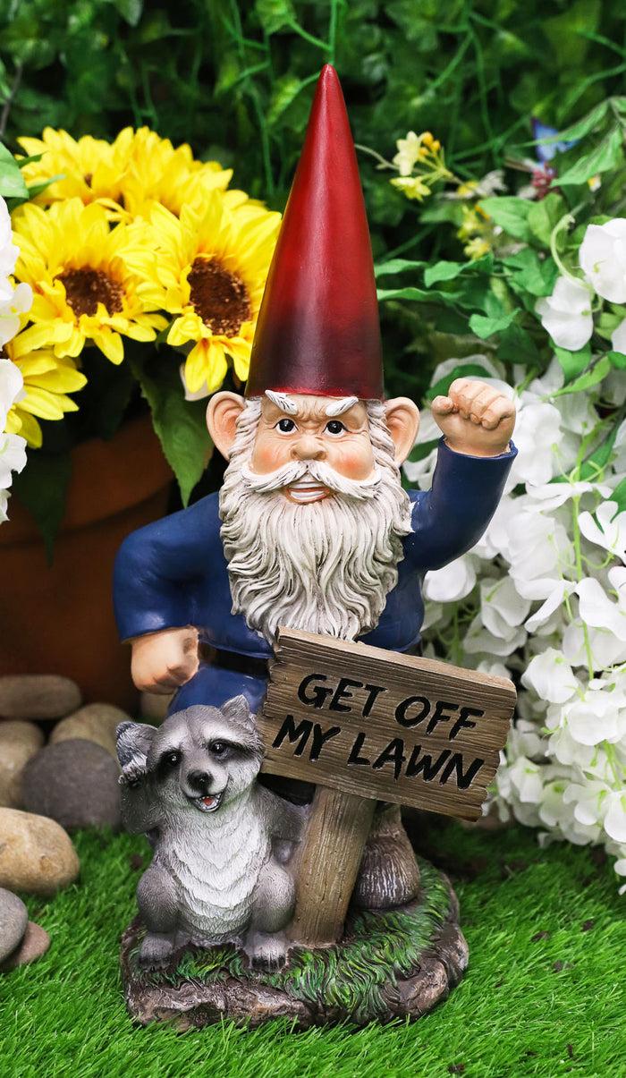 ebros gift Ebros Grumpy Mr Gnome Dwarf With Feisty Raccoon Raising Fists Not Welcome Statue 17"H