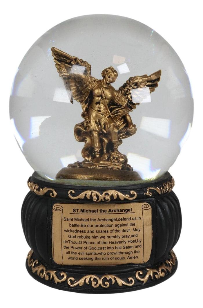 Ebros Gift Ebros Guardian Holy Archangel Saint Michael Trampling On Satan Water Globe Figurine