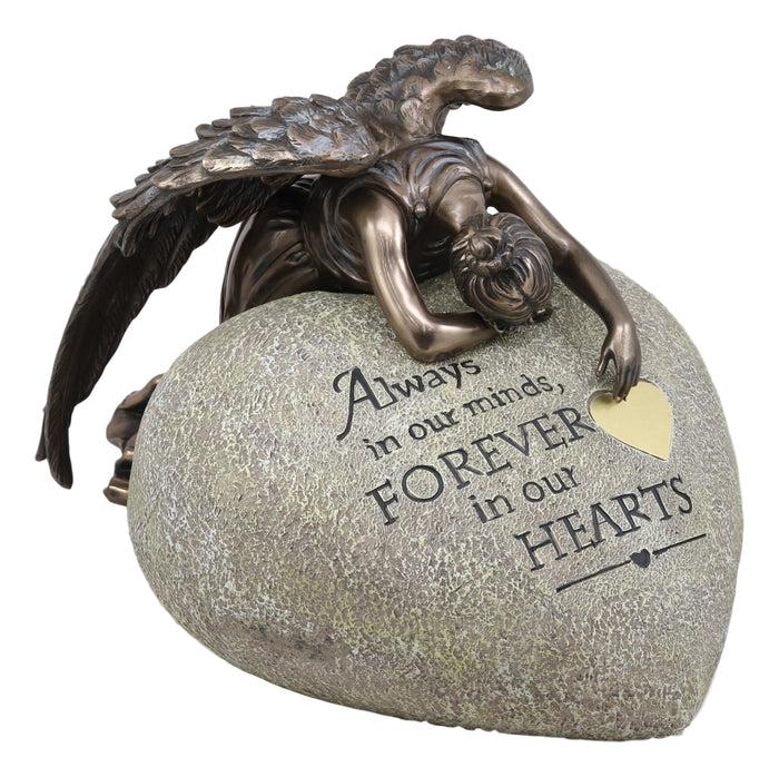 Ebros Gift Ebros Guardian Mourning Angel Cremation Urn Forever In Our Hearts 13.25" Tall 200 Cubic Inches Capacity