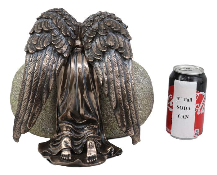 Ebros Gift Ebros Guardian Mourning Angel Cremation Urn Forever In Our Hearts 13.25" Tall 200 Cubic Inches Capacity