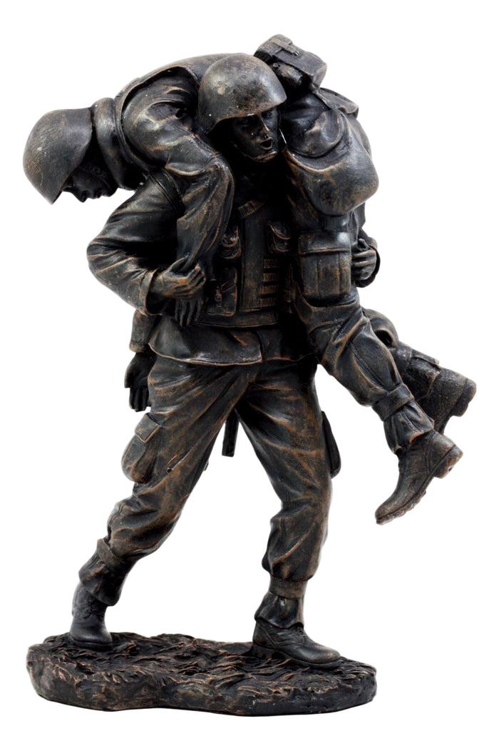 Ebros Gift Ebros Hacksaw Ridge Military Soldier Carrying A Wounded Brother Figurine 7.25"H Army