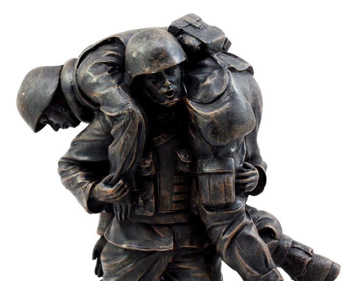 Ebros Gift Ebros Hacksaw Ridge Military Soldier Carrying A Wounded Brother Figurine 7.25"H Army