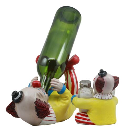 Ebros Gift Ebros Halloween IT Killer Mannequin Pennywise Clown Wine Holder And Salt Pepper Shakers Holder Figurine Set Scary Halloween Party Hosting Centerpiece Wine Cellar Tabletop Countertop Kitchen Home Decor