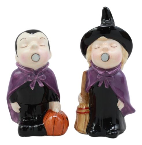 Ebros Gift Ebros Halloween Witch Kissing Vampire Salt And Pepper Shakers Set Ceramic Magnet