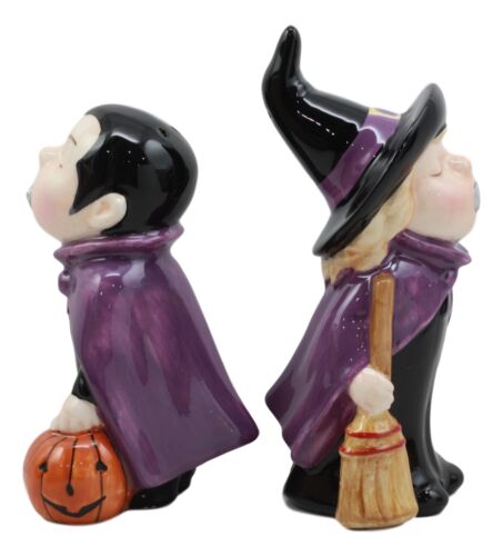 Ebros Gift Ebros Halloween Witch Kissing Vampire Salt And Pepper Shakers Set Ceramic Magnet