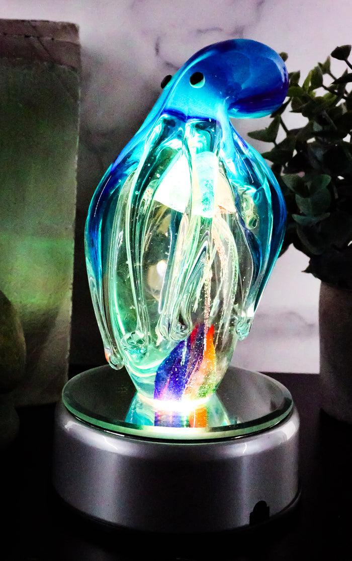 ebros gift Ebros Hand Blown Glass Glow In The Dark Jellyfish W/ Blue Octopus Figurine