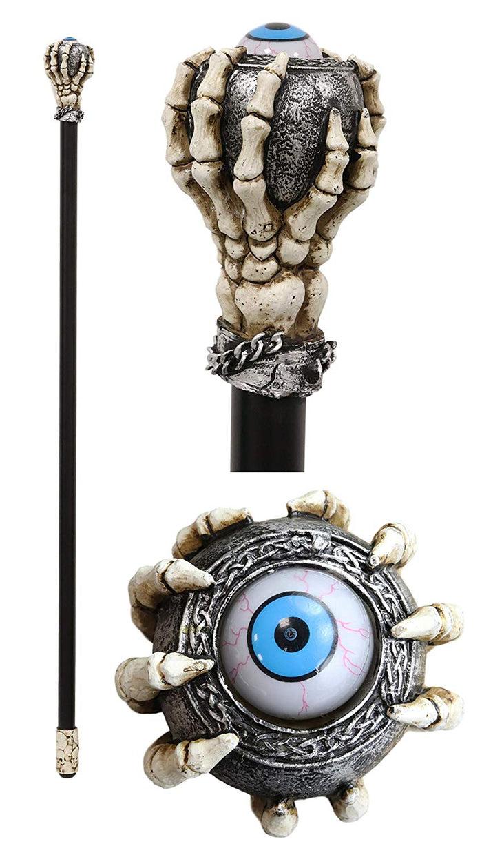 ebros gift Ebros Harbinger of Doom Rolling Evil Eye Swagger Cane Staff with Skeletal Hand Handle 36" Long Decorative Costume Prop Accessory Decor Collectible Figurine NOT a Medical Walking Assistance Cane