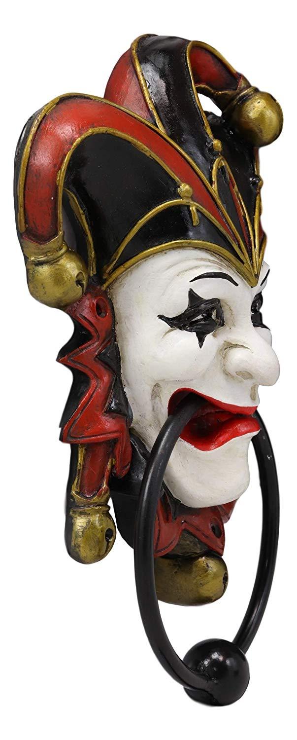 Ebros Gift Ebros Harlequin Red Carnival Circus Jester Clown Door Knocker Figurine 8.75" High