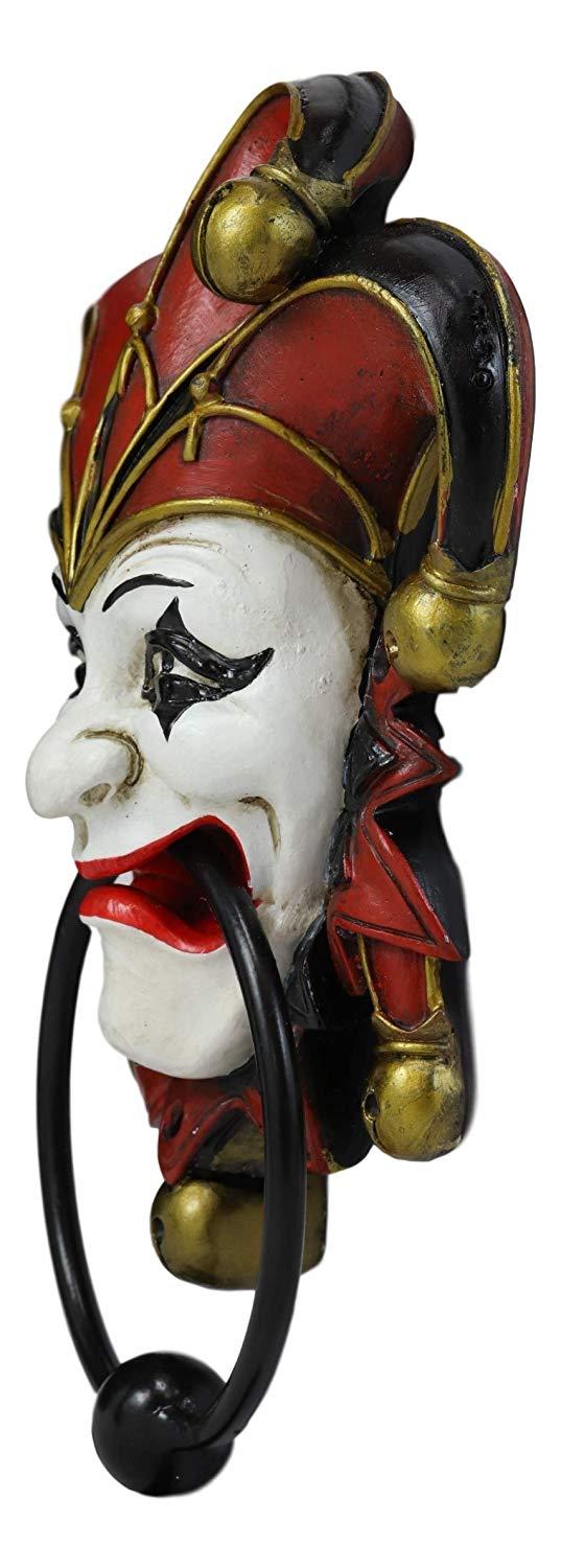 Ebros Gift Ebros Harlequin Red Carnival Circus Jester Clown Door Knocker Figurine 8.75" High